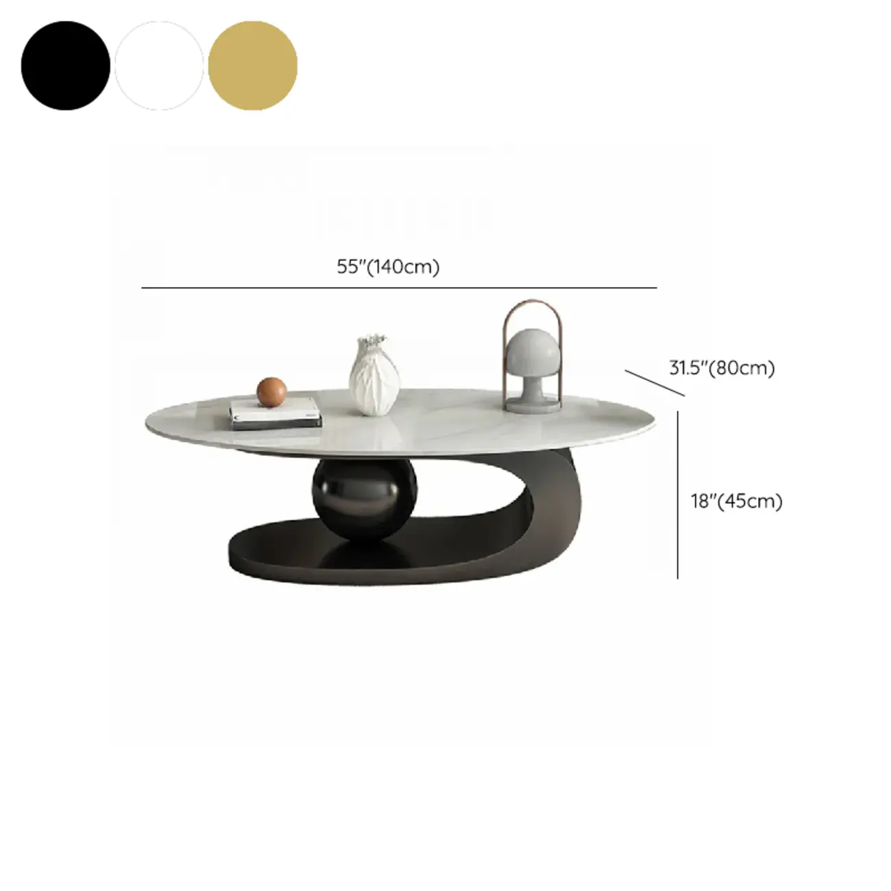 Modern Light Luxury White Oval Coffee Table with Metal Base Image - 16 | homeyfad