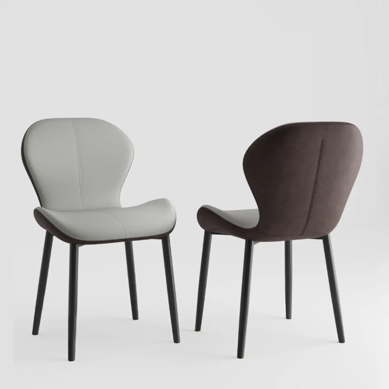 Modern Wingback Faux Leather Upholstered Dining Chair Image - 15 | homeyfad