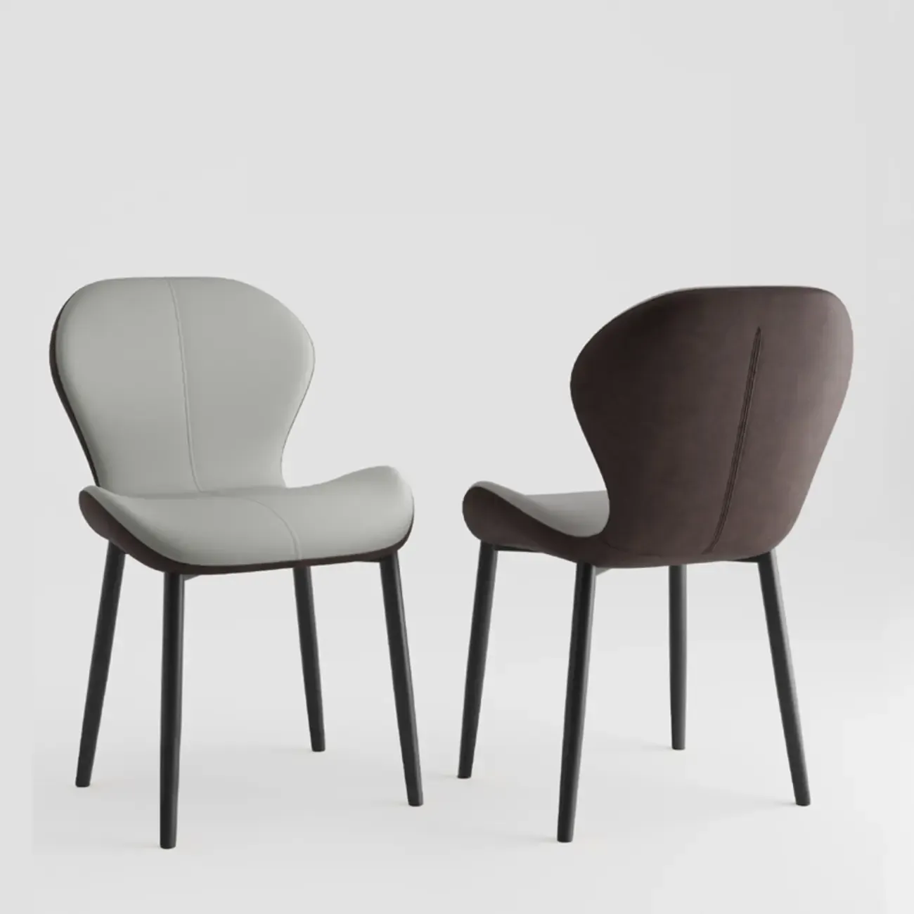 Modern Wingback Faux Leather Upholstered Dining Chair Image - 15