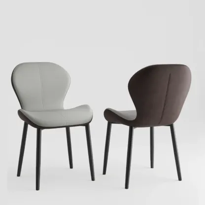 Modern Wingback Faux Leather Upholstered Dining Chair Image - 15