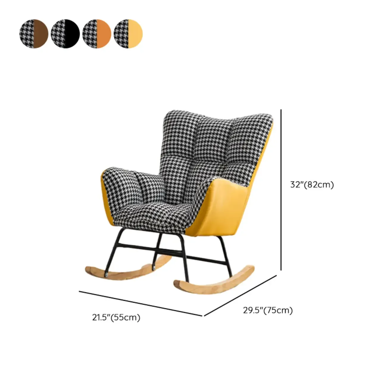 Modern Upholstered Ergonomic Rocking Chair with Round Arm Image - 32