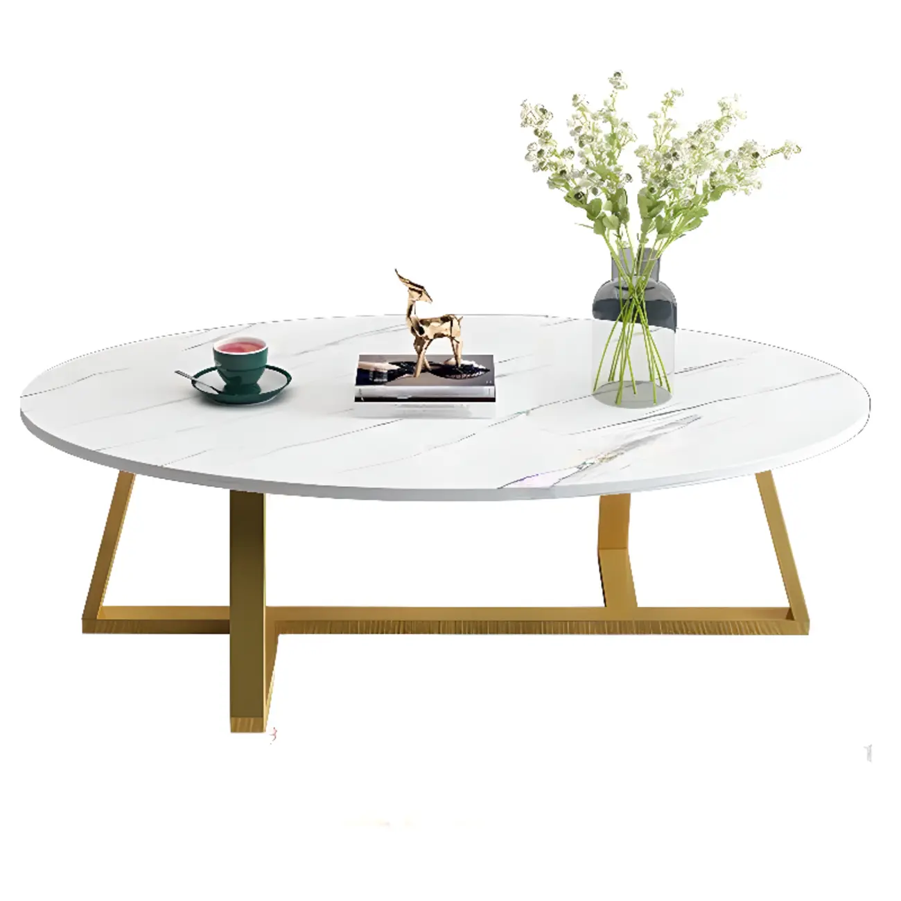Minimalist Oval White Wood Coffee Table for Living Room Decor Image - 9 | homeyfad