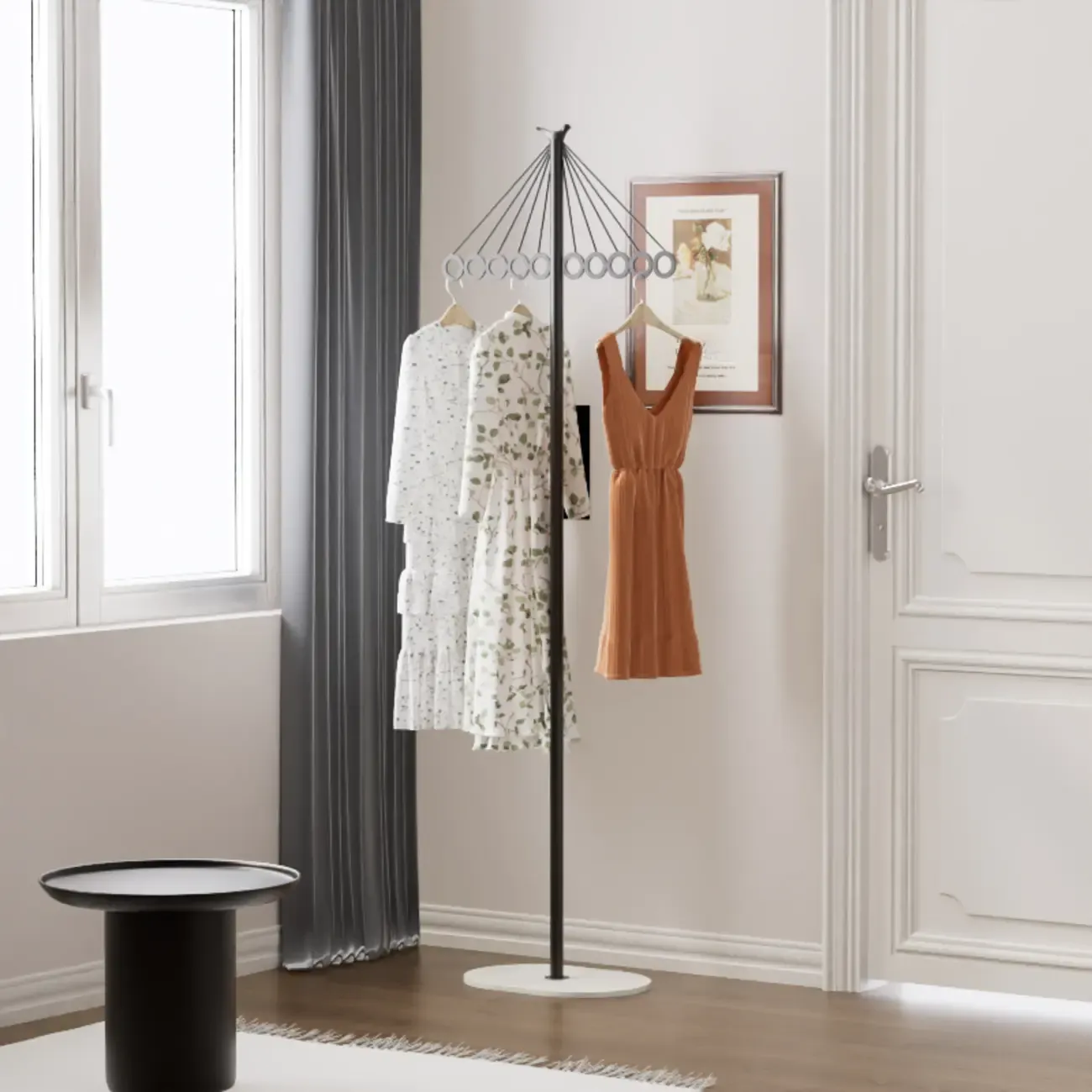 Modern Metal Coat Rack with Stand for Small Spaces Image - 3