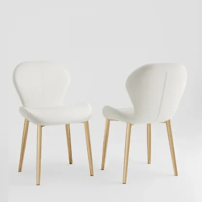 Modern Wingback Faux Leather Upholstered Dining Chair Image - 16