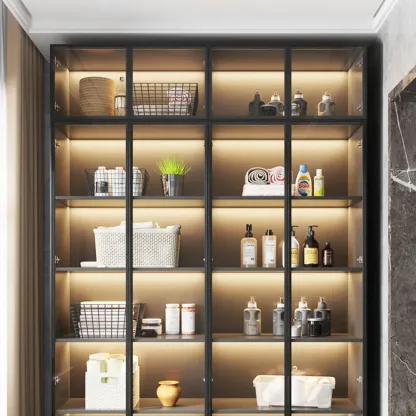 Modern Display Cabinet with Adjustable Shelves for Living Room Image - 10