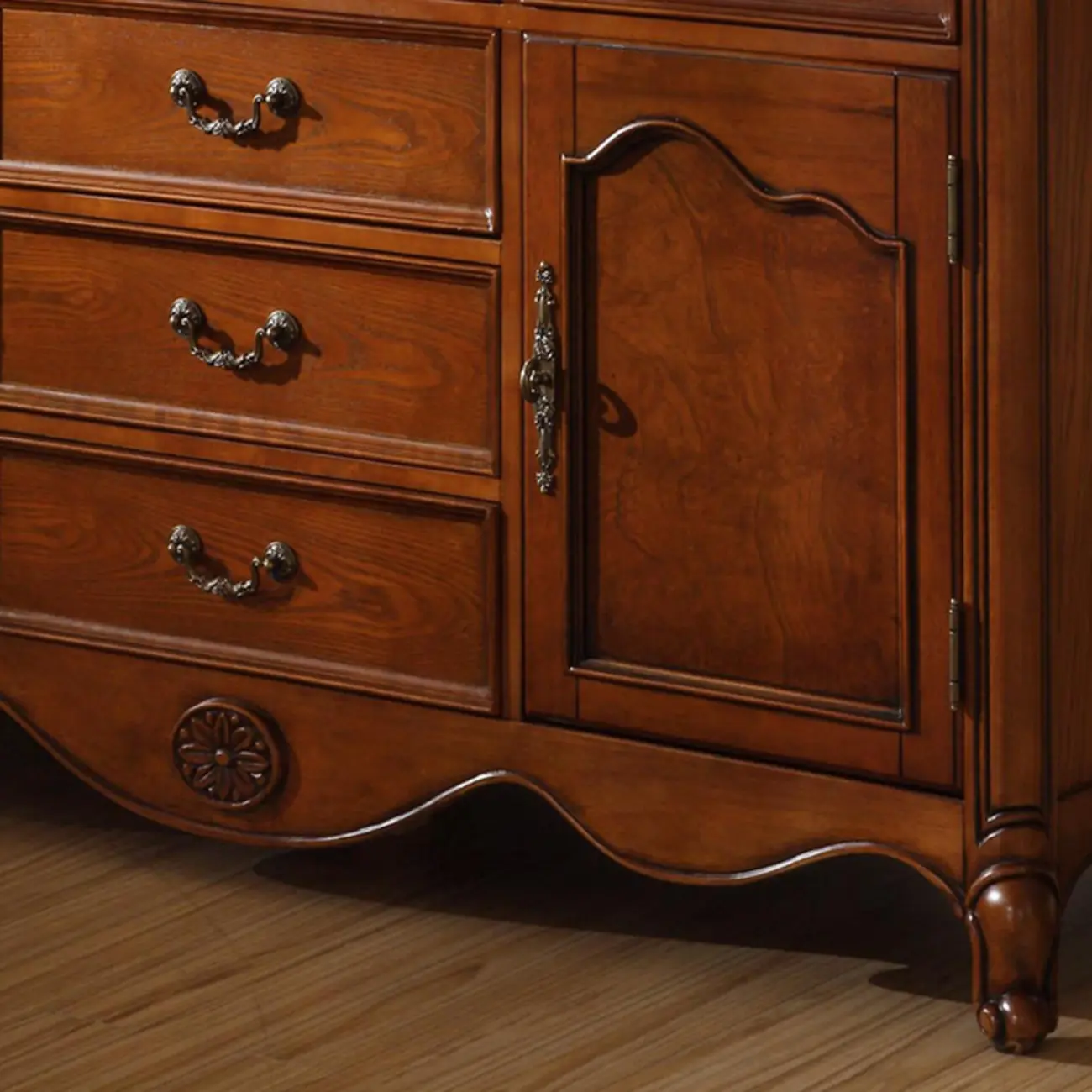 Wooden Vintage China Cabinet with Glass Display Image - 4 | homeyfad