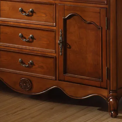 Wooden Vintage China Cabinet with Glass Display Image - 4