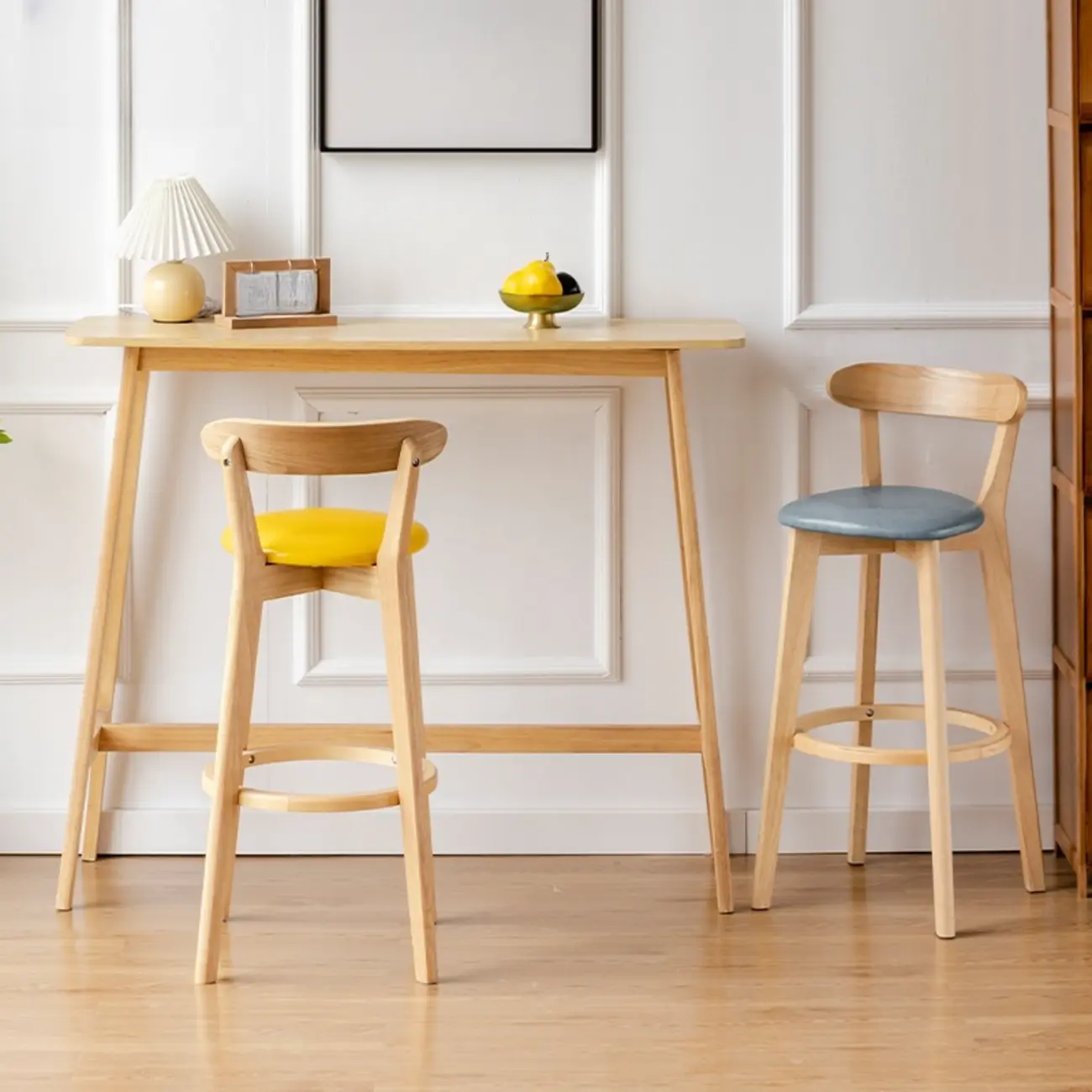 Nordic Wooden Rectangle Bar Table with Footresst for Living Room Image - 4 | homeyfad