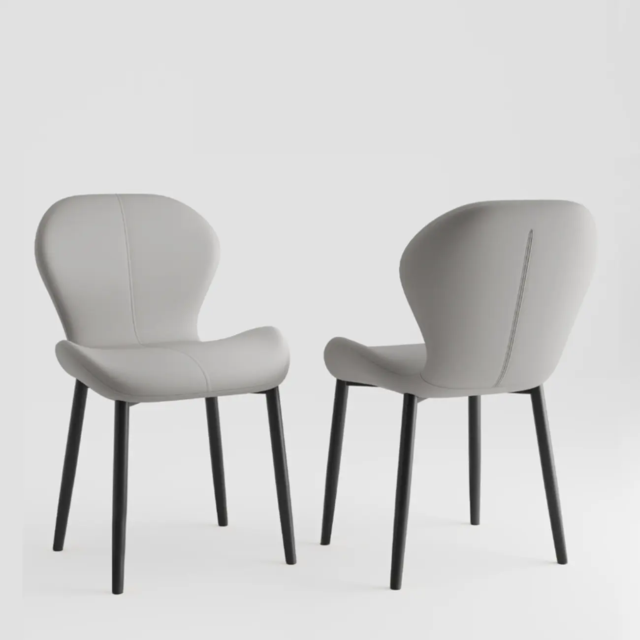 Modern Wingback Faux Leather Upholstered Dining Chair Image - 17 | homeyfad