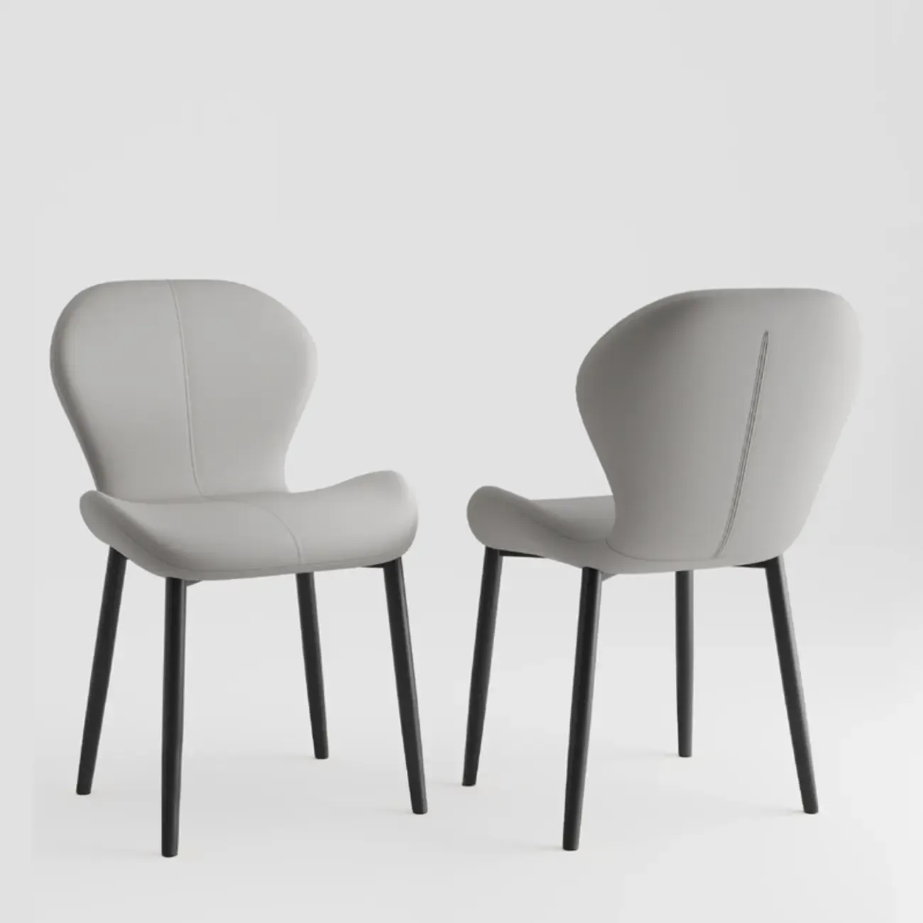 Modern Wingback Faux Leather Upholstered Dining Chair Image - 17