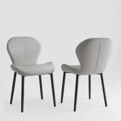 Modern Wingback Faux Leather Upholstered Dining Chair Image - 17