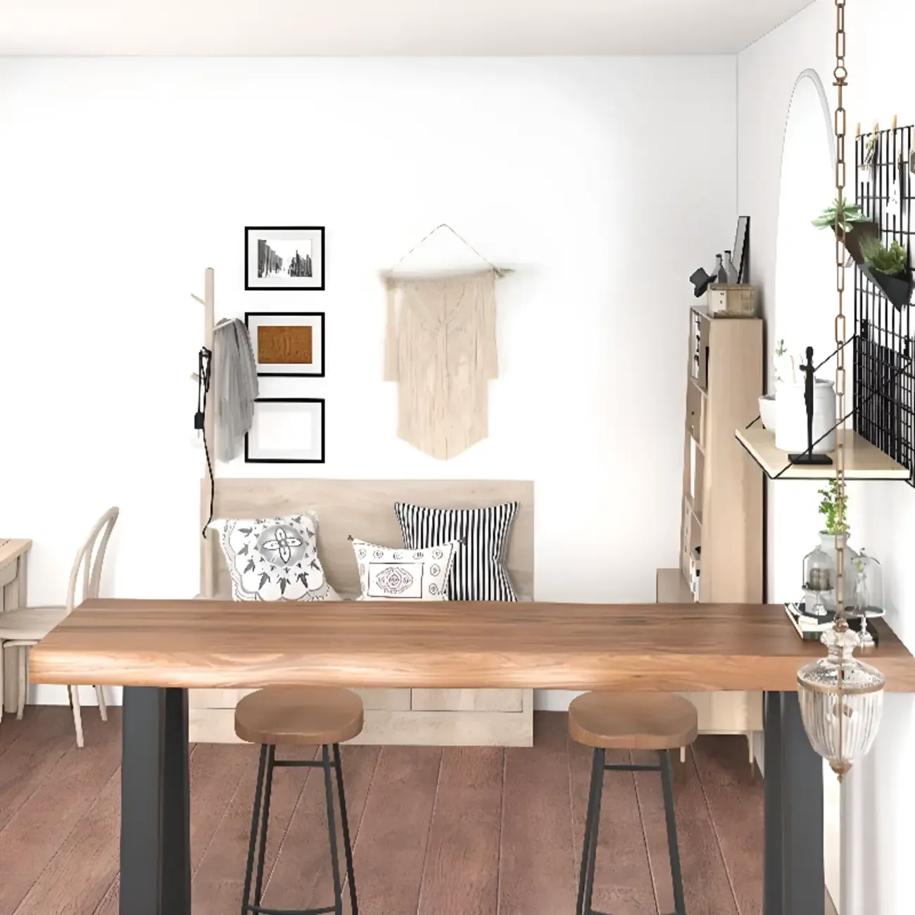 Rustic Wood Bar Table with Double Pedestal for Home Gatherings Image - 6