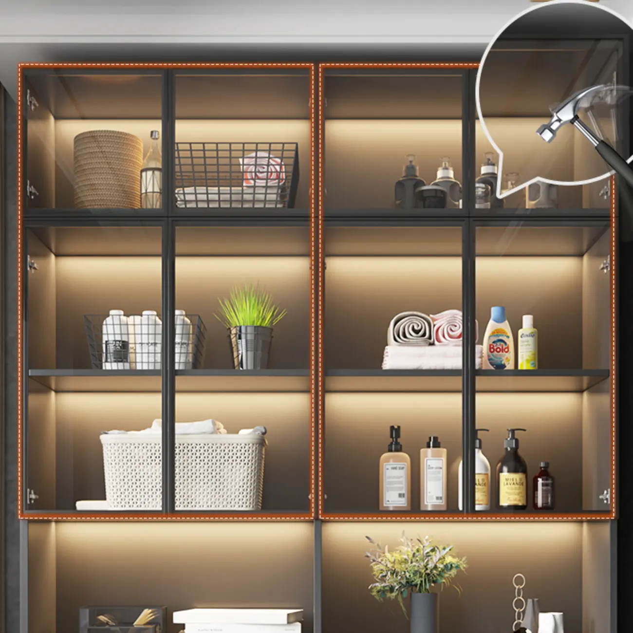 Modern Display Cabinet with Adjustable Shelves for Living Room Image - 11 | homeyfad