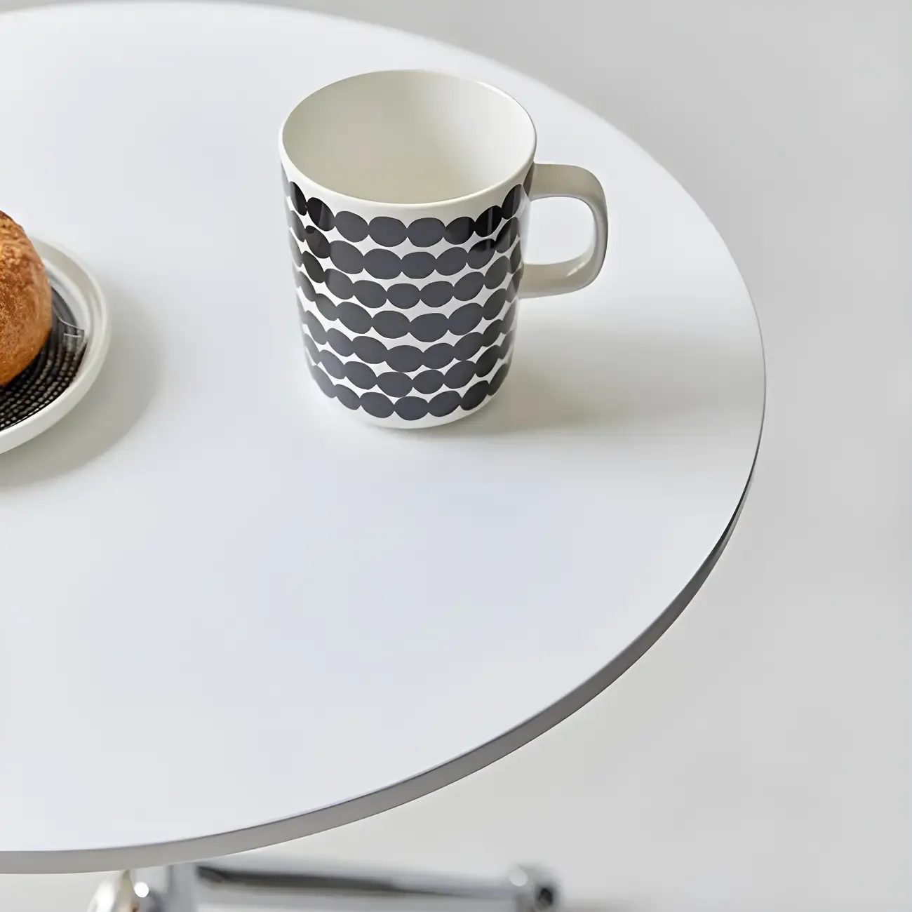 Round Wood End Table for Living Room with 3 Metal Legs Image - 8