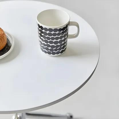 Round Wood End Table for Living Room with 3 Metal Legs Image - 8