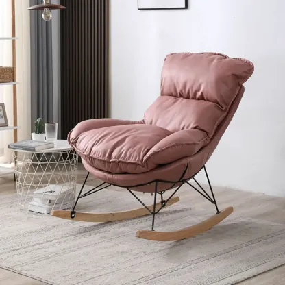 Cotton Upholstered Rocking Chair with Removable Cushions Image - 5