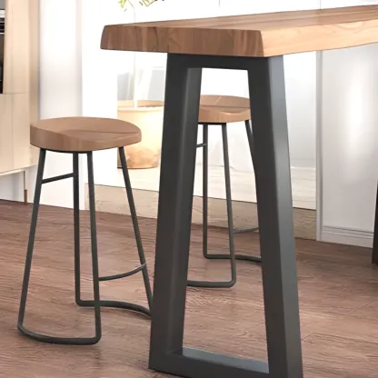 Rustic Wood Bar Table with Double Pedestal for Home Gatherings Image - 7