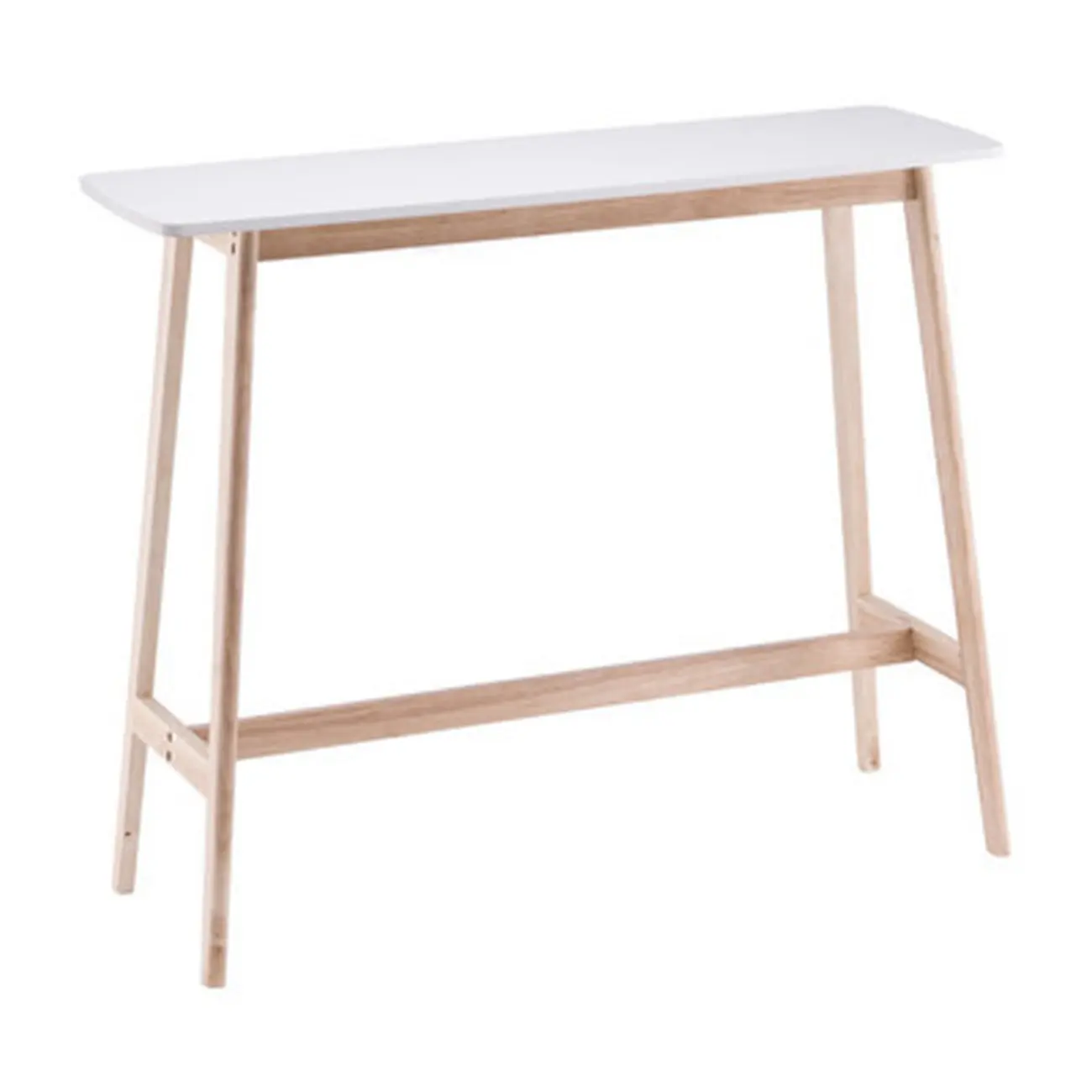 Nordic Wooden Rectangle Bar Table with Footresst for Living Room Image - 7 | homeyfad