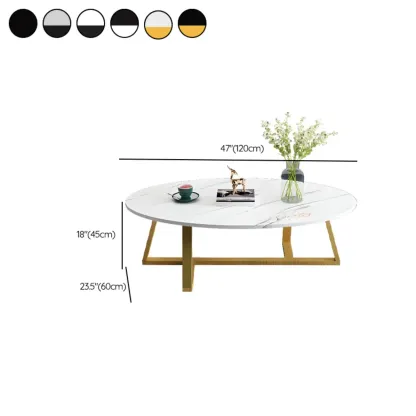 Minimalist Oval White Wood Coffee Table for Living Room Decor Image - 12