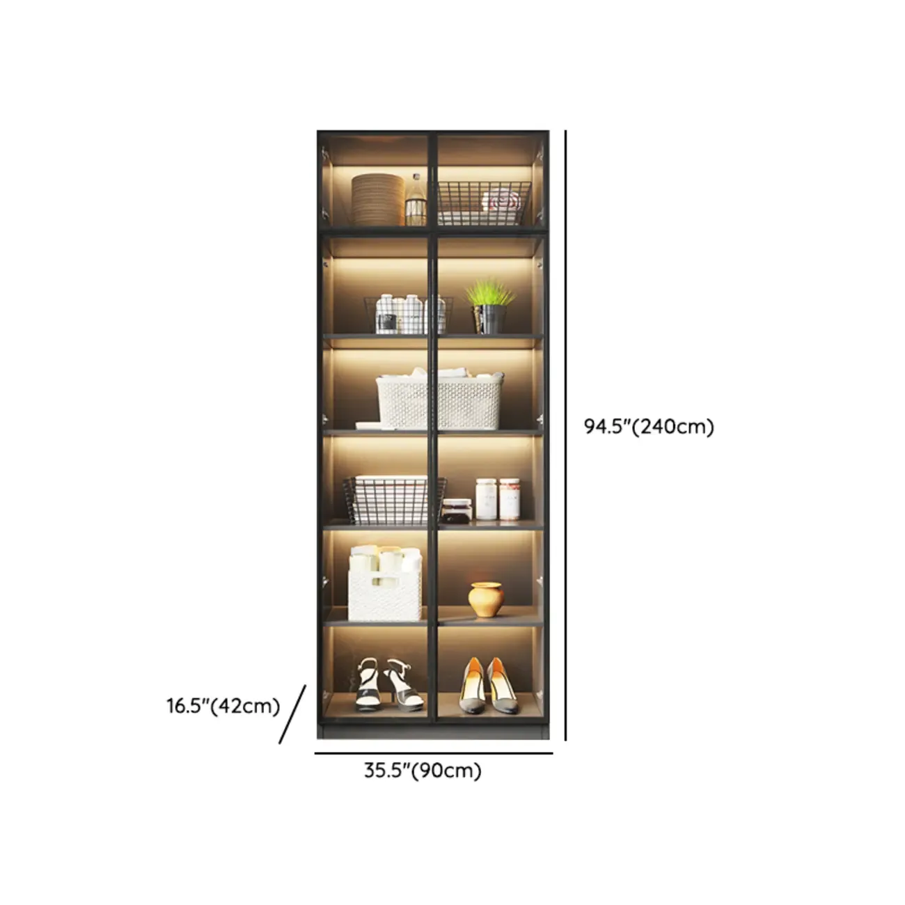 Modern Display Cabinet with Adjustable Shelves for Living Room Image - 14