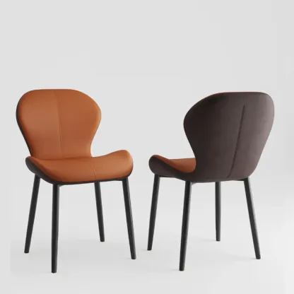 Modern Wingback Faux Leather Upholstered Dining Chair Image - 20