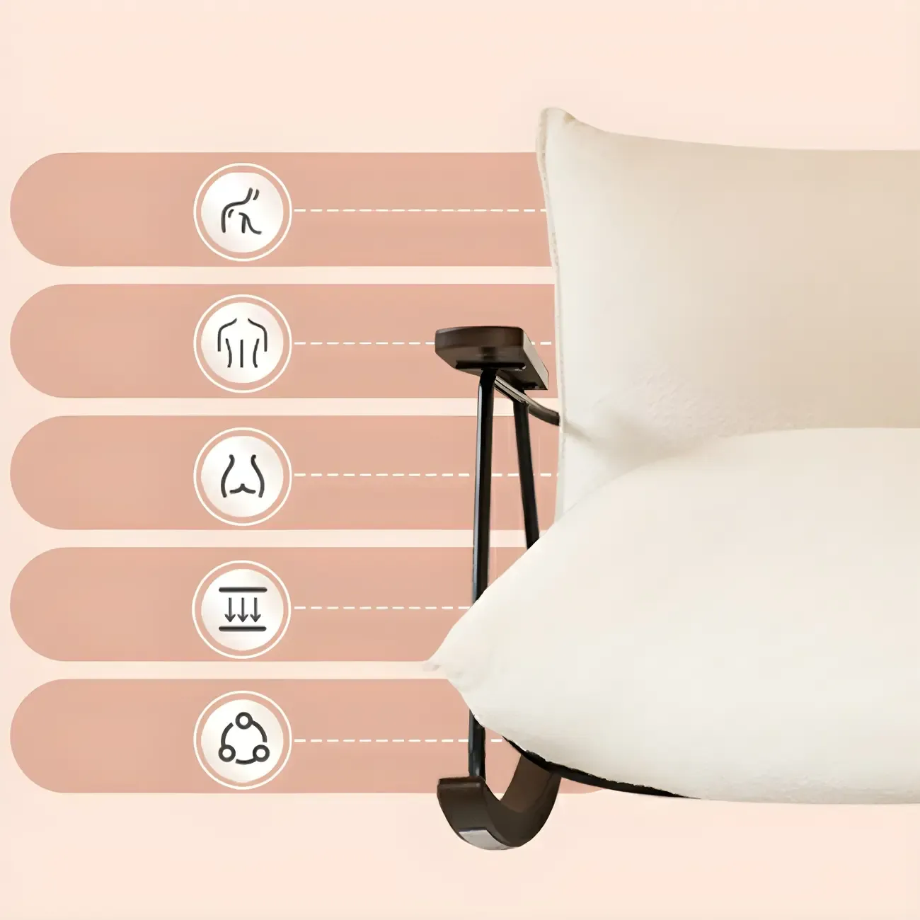 Modern Upholstered Rocking Chair with Spindle Back in Beige Image - 10