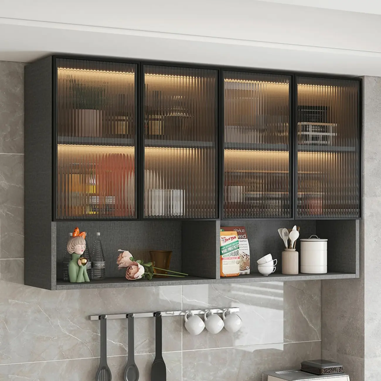 Modern Wood Wall-Mounted Display Cabinet with Glass Image - 1 | homeyfad
