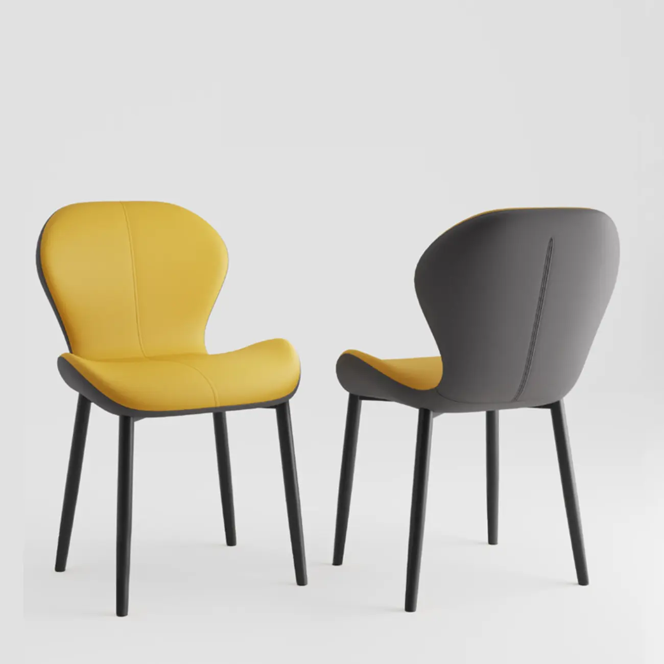 Modern Wingback Faux Leather Upholstered Dining Chair Image - 21 | homeyfad