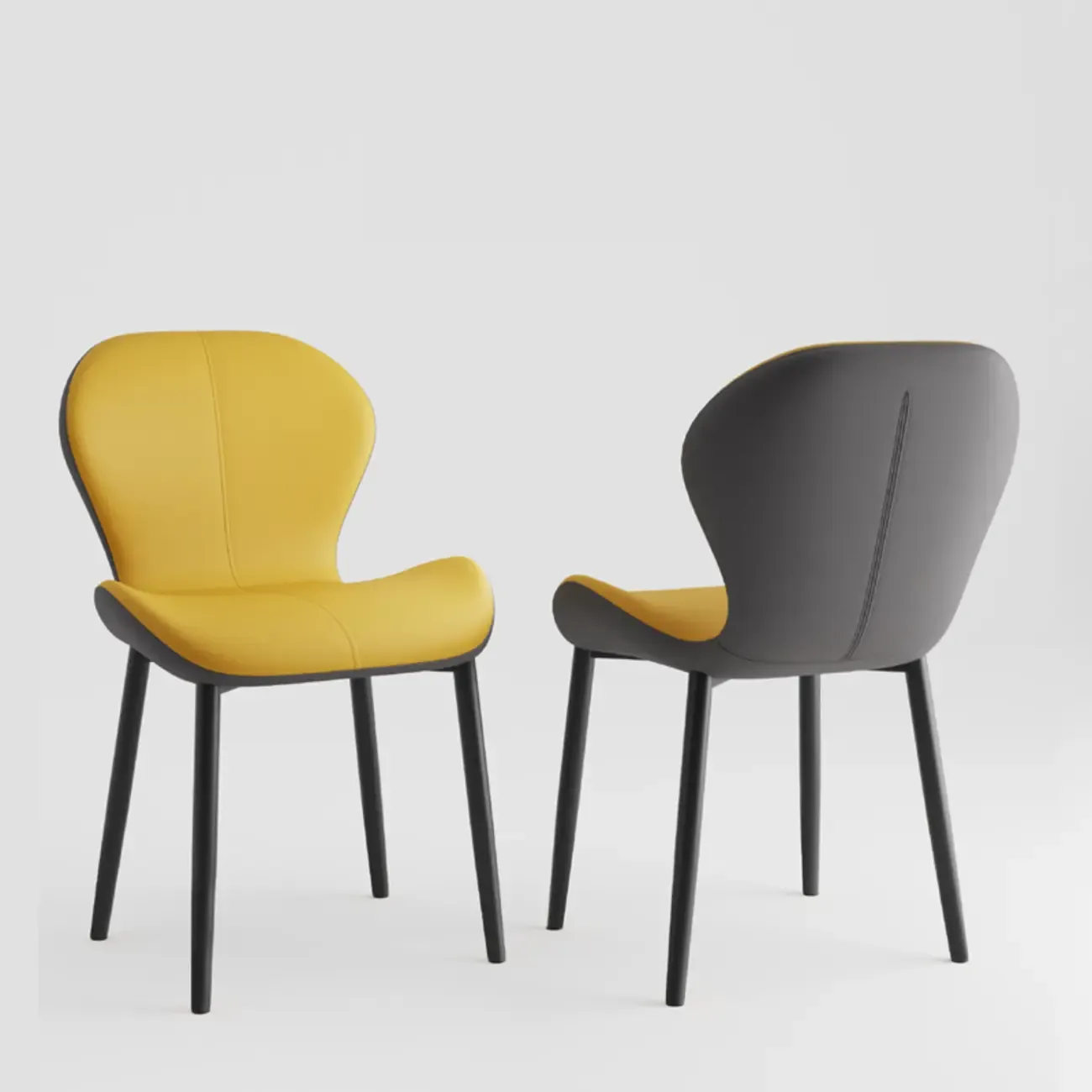 Modern Wingback Faux Leather Upholstered Dining Chair Image - 21