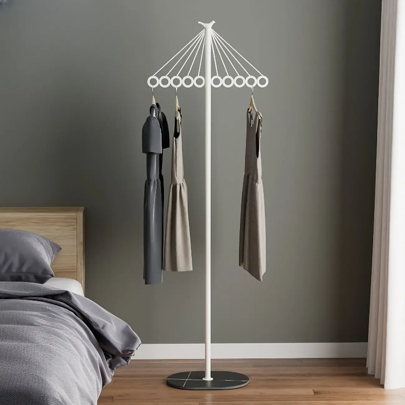 Modern Metal Coat Rack with Stand for Small Spaces Image - 9