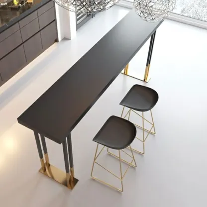 Luxury Black Metal Height Bar Table with Golden Legs for 8 People Image - 5
