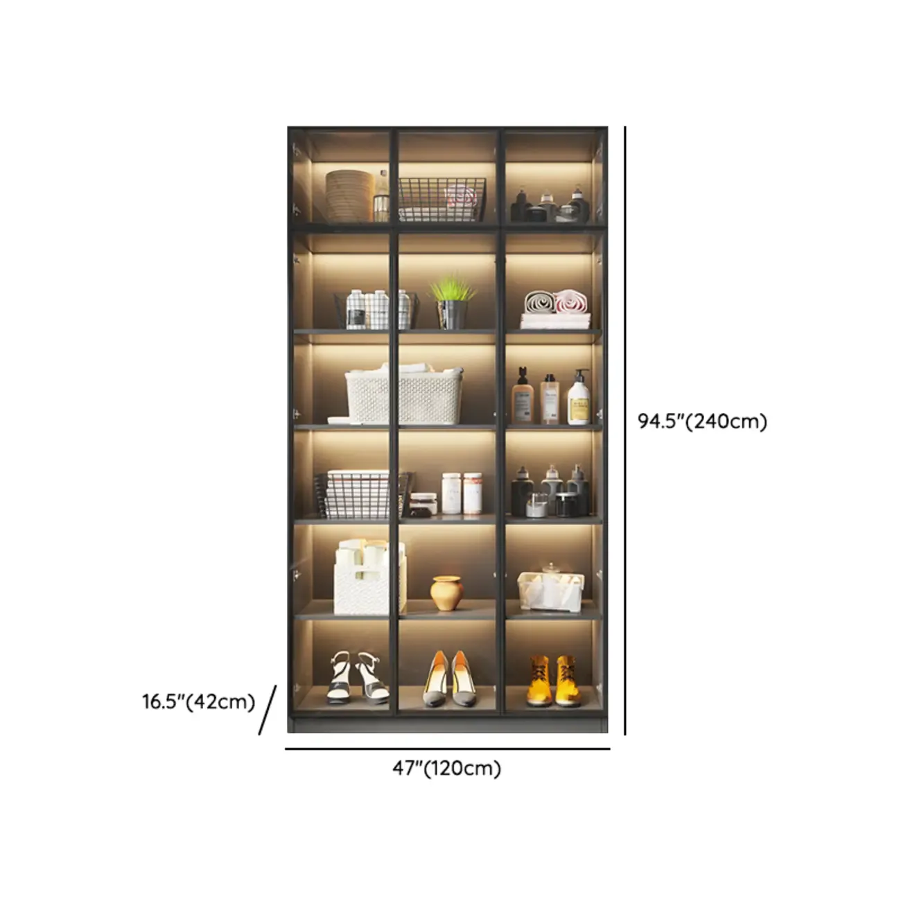 Modern Display Cabinet with Adjustable Shelves for Living Room Image - 16
