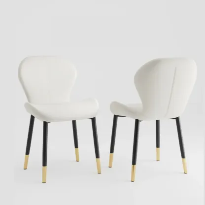 Modern Wingback Faux Leather Upholstered Dining Chair Image - 22