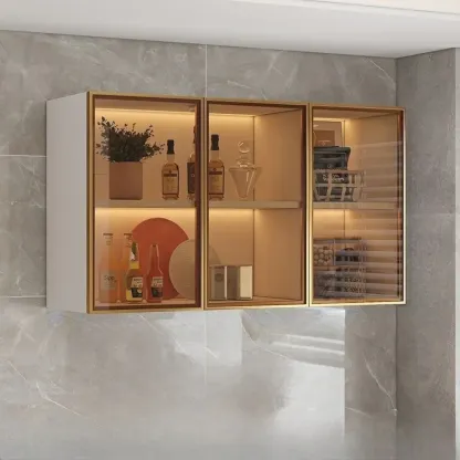 Modern Wood Wall-Mounted Display Cabinet with Glass Image - 2