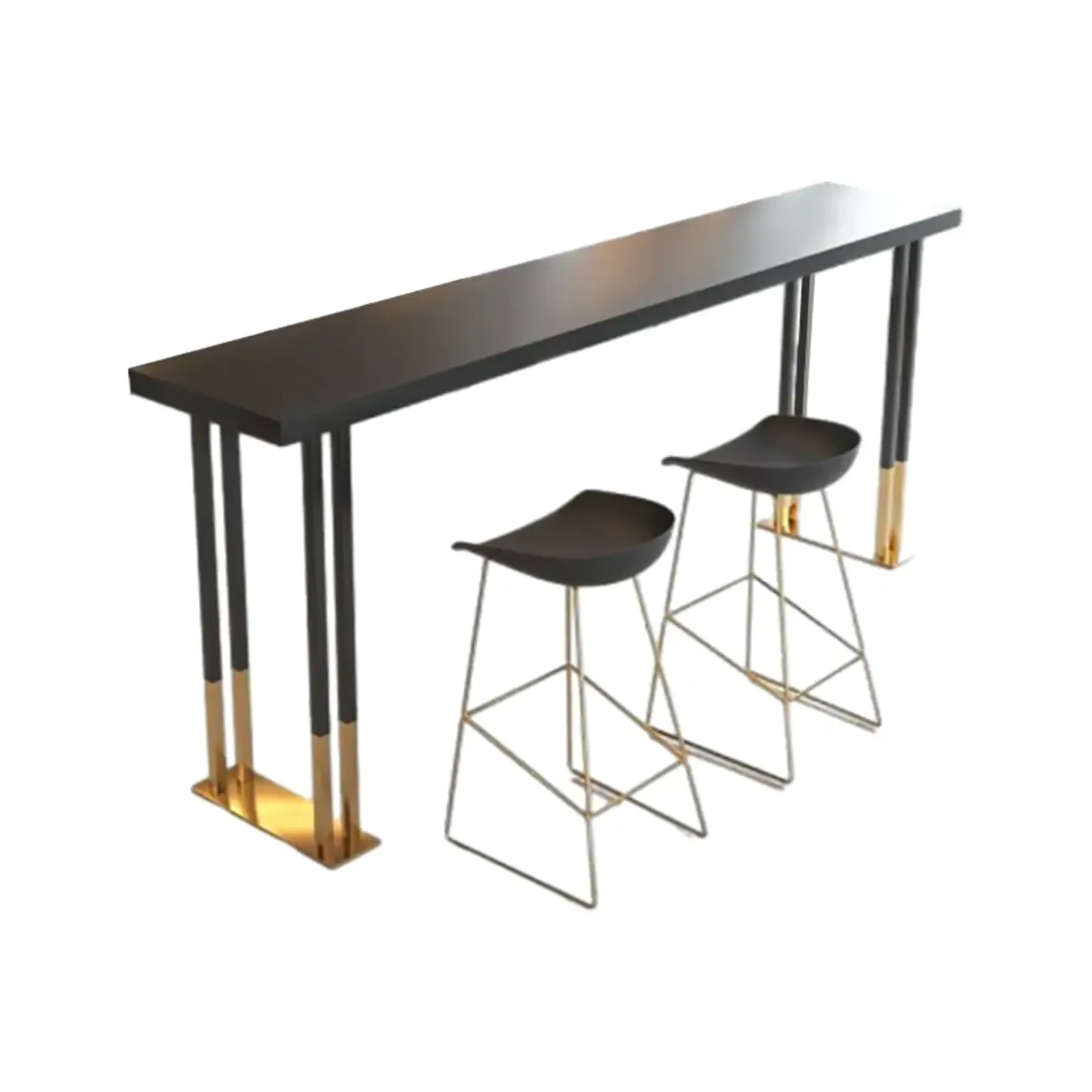 Luxury Black Metal Height Bar Table with Golden Legs for 8 People Image - 6