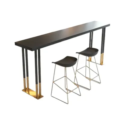 Luxury Black Metal Height Bar Table with Golden Legs for 8 People Image - 6