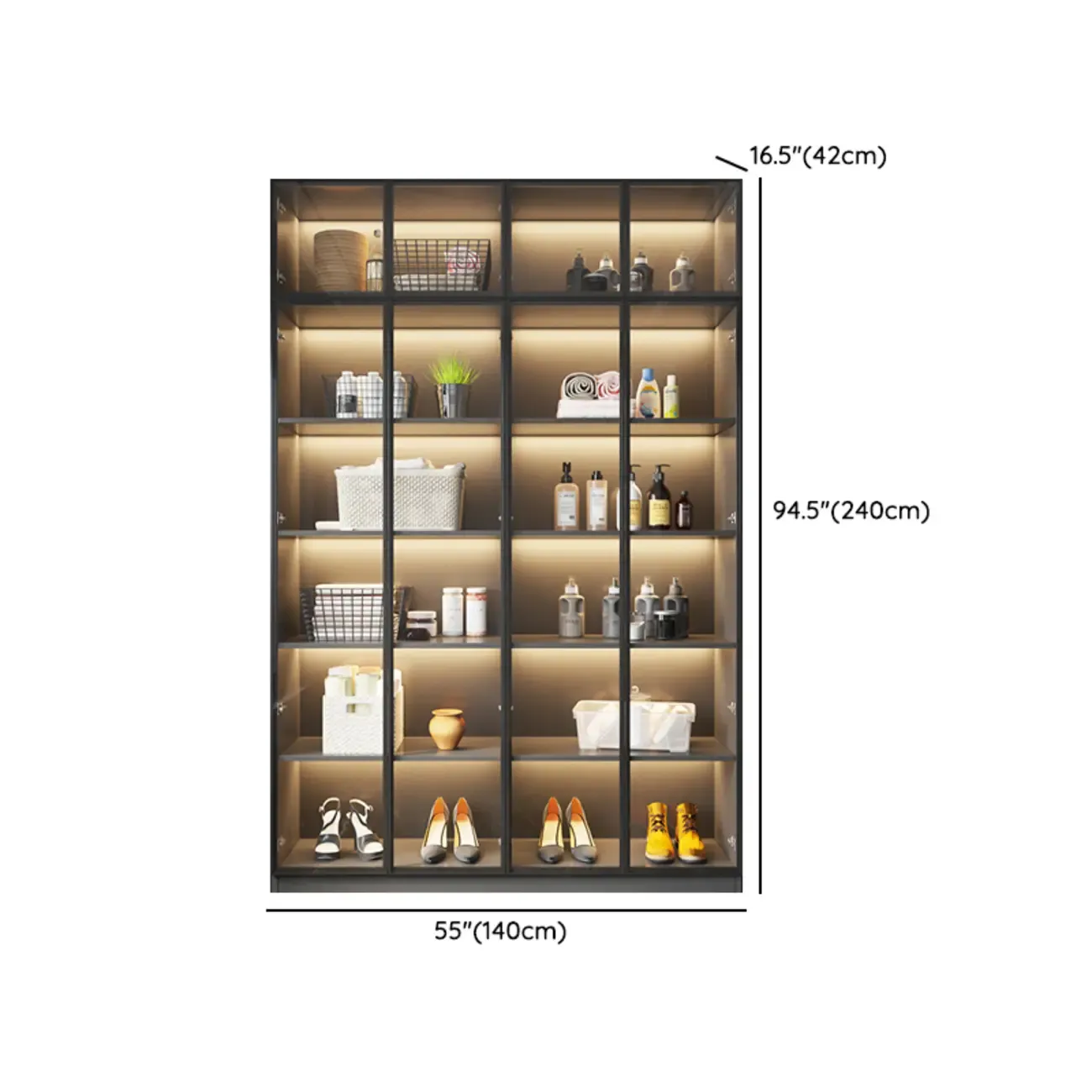 Modern Display Cabinet with Adjustable Shelves for Living Room Image - 17