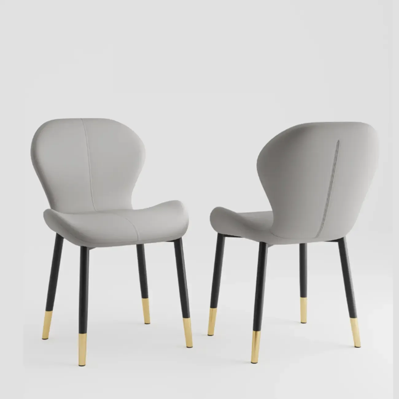 Modern Wingback Faux Leather Upholstered Dining Chair Image - 23