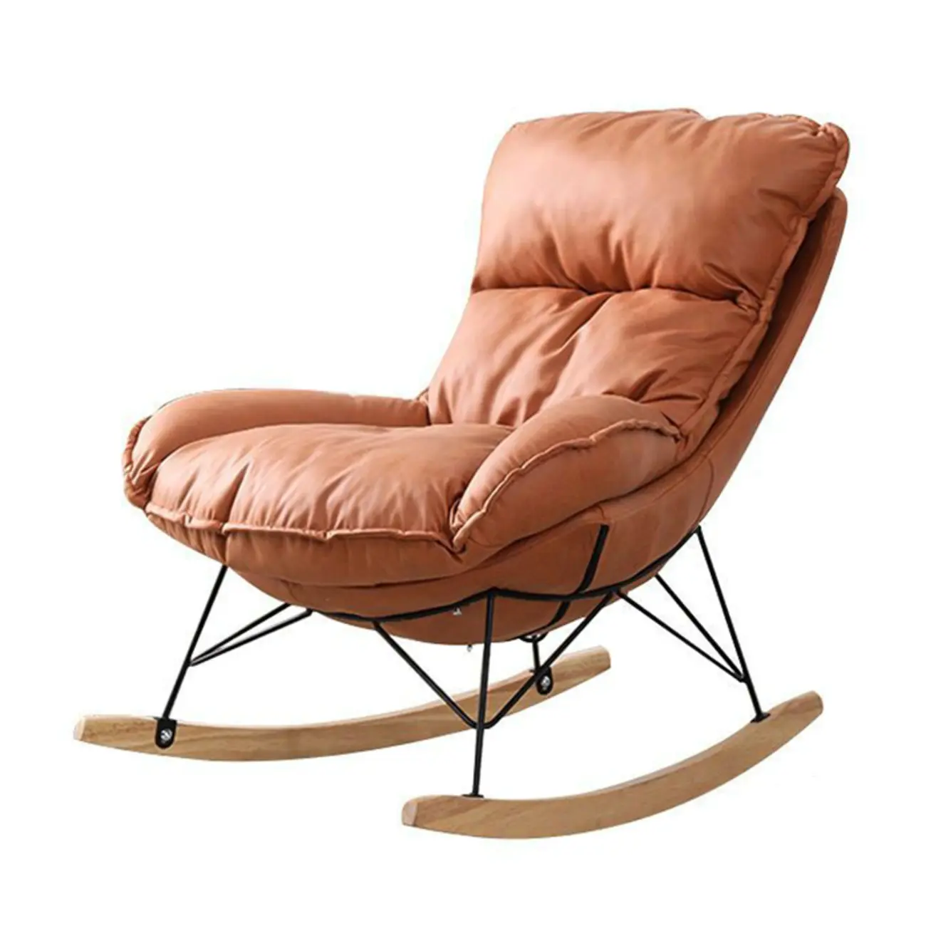 Cotton Upholstered Rocking Chair with Removable Cushions Image - 10 | homeyfad