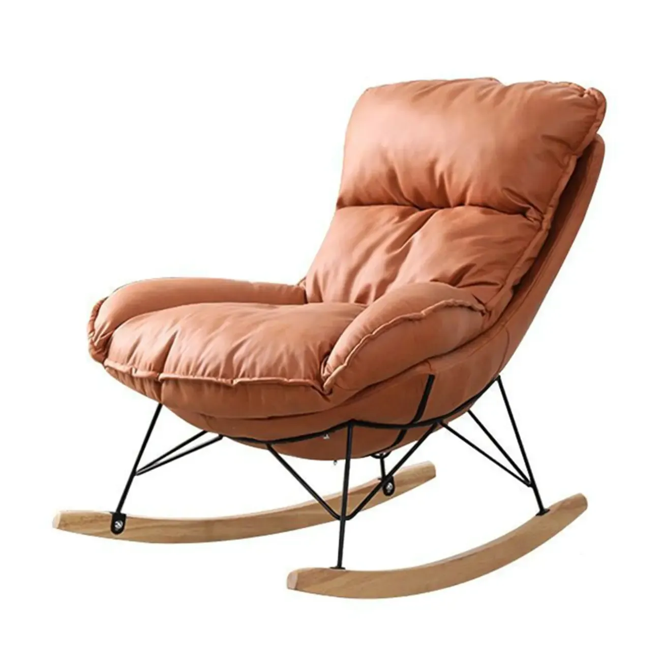 Cotton Upholstered Rocking Chair with Removable Cushions Image - 10