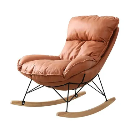 Cotton Upholstered Rocking Chair with Removable Cushions Image - 10