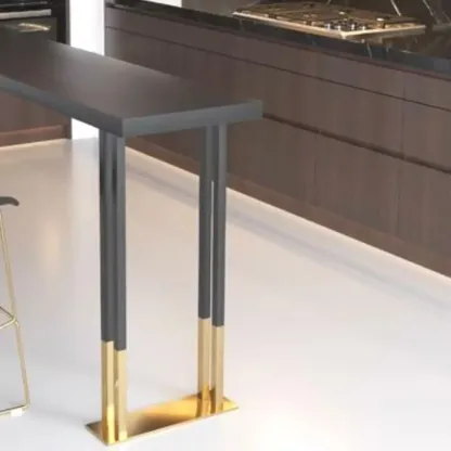 Luxury Black Metal Height Bar Table with Golden Legs for 8 People Image - 8