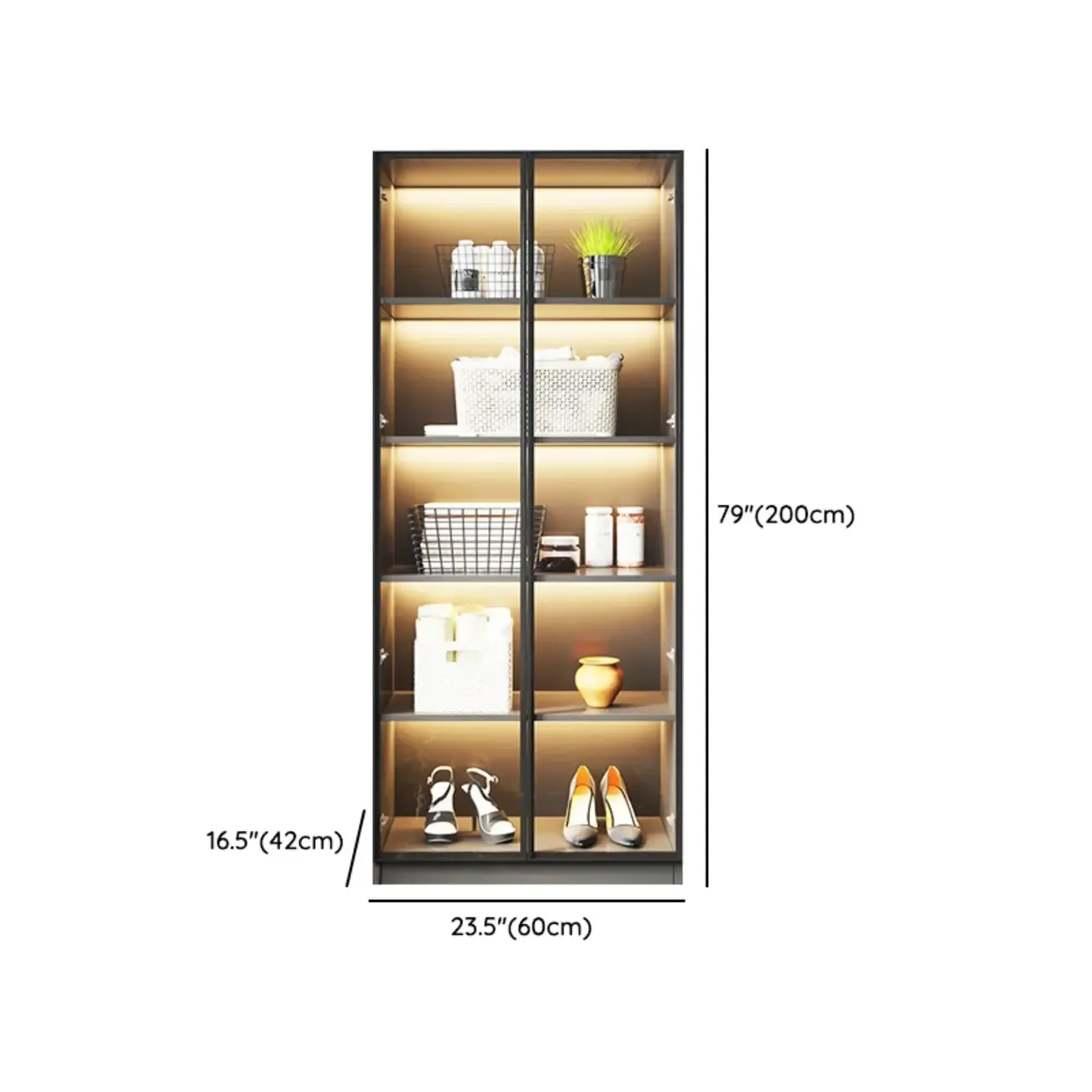 Modern Display Cabinet with Adjustable Shelves for Living Room Image - 19
