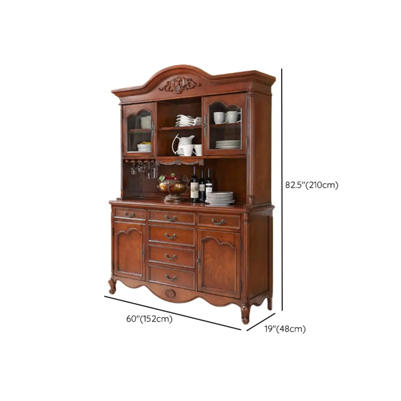 Wooden Vintage China Cabinet with Glass Display Image - 11 | homeyfad