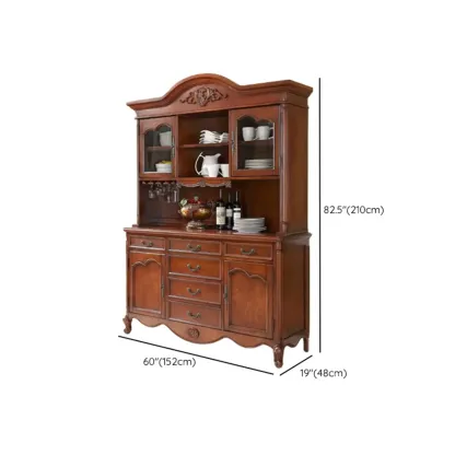 Wooden Vintage China Cabinet with Glass Display Image - 11