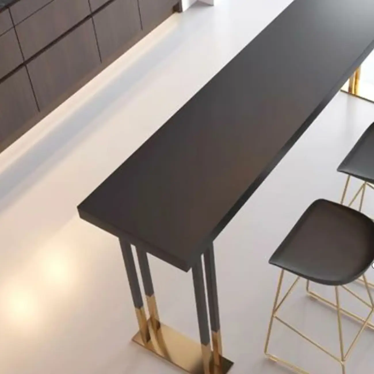 Luxury Black Metal Height Bar Table with Golden Legs for 8 People Image - 9 | homeyfad