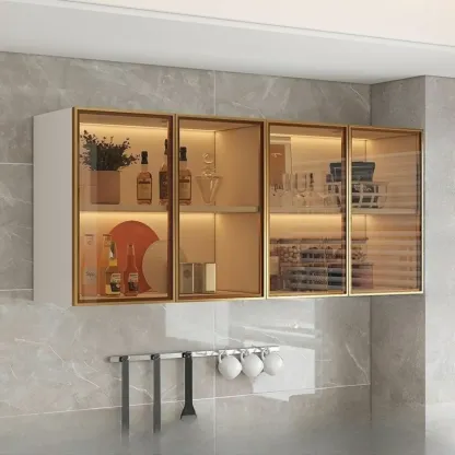Modern Wood Wall-Mounted Display Cabinet with Glass Image - 5