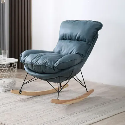 Cotton Upholstered Rocking Chair with Removable Cushions Image - 12