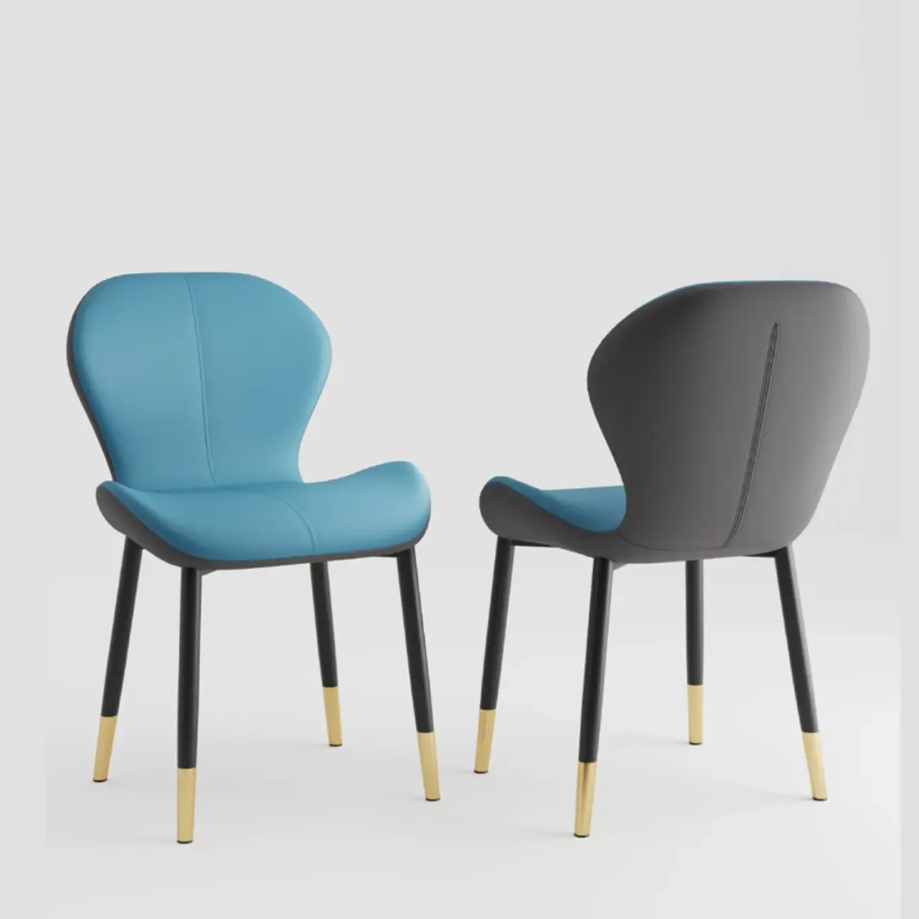 Modern Wingback Faux Leather Upholstered Dining Chair Image - 25