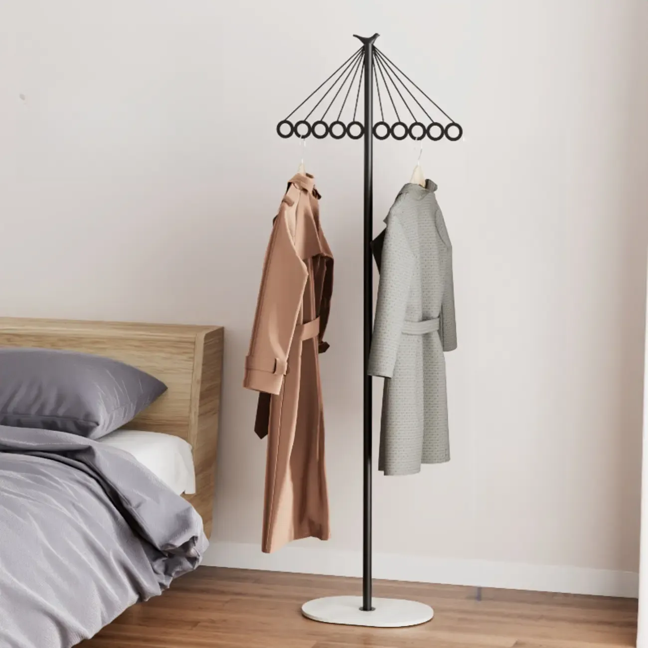 Modern Metal Coat Rack with Stand for Small Spaces Image - 13